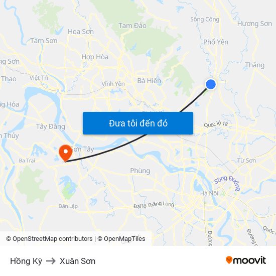 Hồng Kỳ to Xuân Sơn map