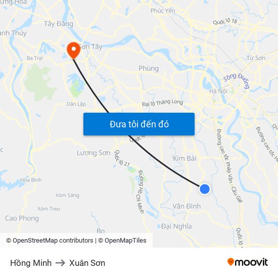 Hồng Minh to Xuân Sơn map