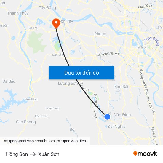 Hồng Sơn to Xuân Sơn map
