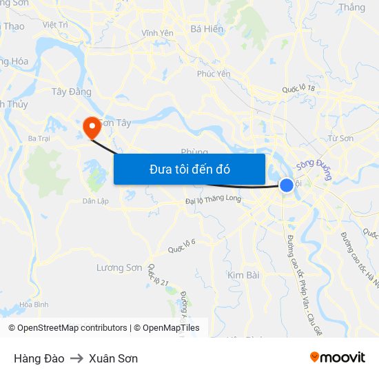 Hàng Đào to Xuân Sơn map