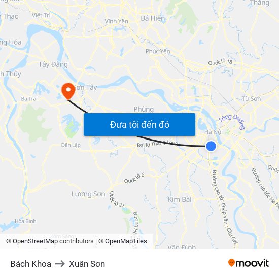 Bách Khoa to Xuân Sơn map