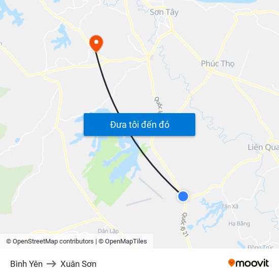 Bình Yên to Xuân Sơn map