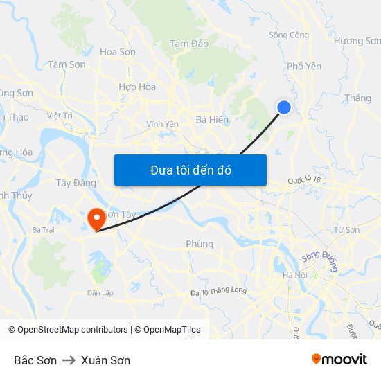 Bắc Sơn to Xuân Sơn map