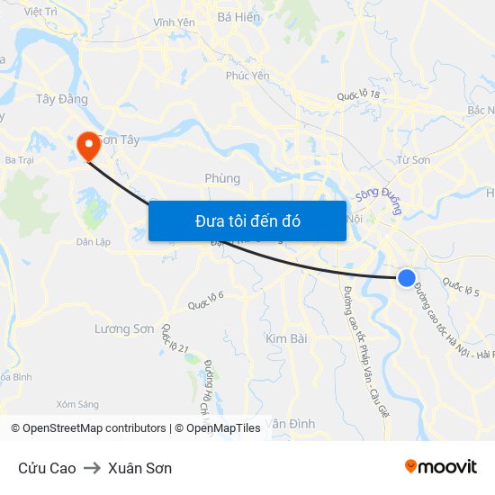 Cửu Cao to Xuân Sơn map