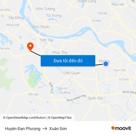 Huyện Đan Phượng to Xuân Sơn map