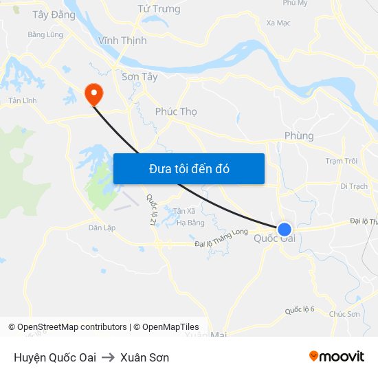 Huyện Quốc Oai to Xuân Sơn map