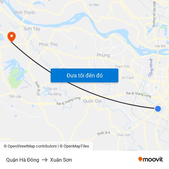 Quận Hà Đông to Xuân Sơn map