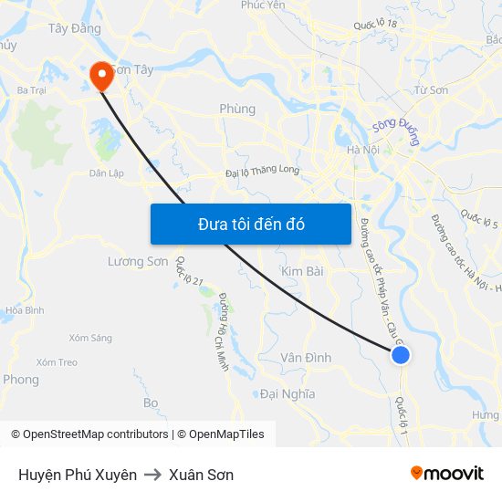 Huyện Phú Xuyên to Xuân Sơn map