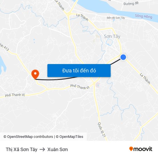 Thị Xã Sơn Tây to Xuân Sơn map