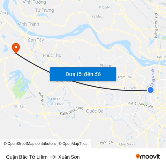 Quận Bắc Từ Liêm to Xuân Sơn map
