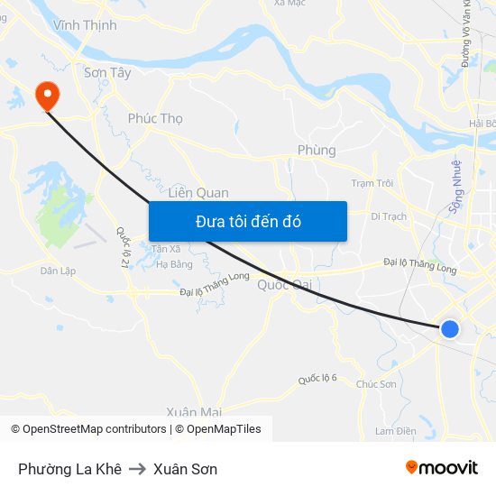 Phường La Khê to Xuân Sơn map