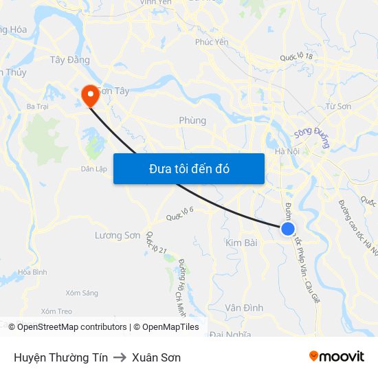 Huyện Thường Tín to Xuân Sơn map