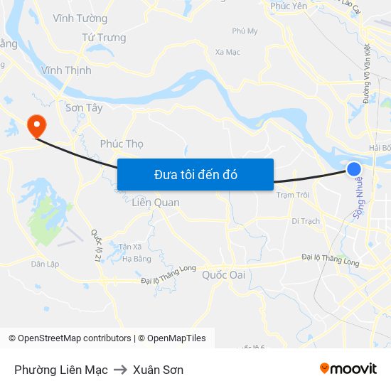 Phường Liên Mạc to Xuân Sơn map