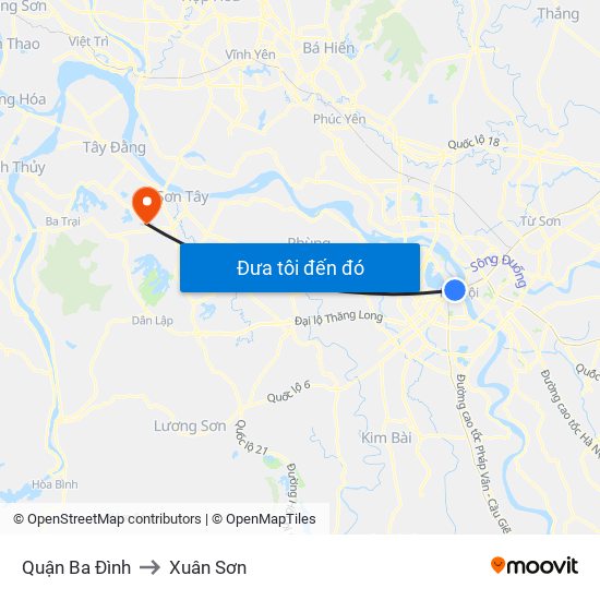 Quận Ba Đình to Xuân Sơn map