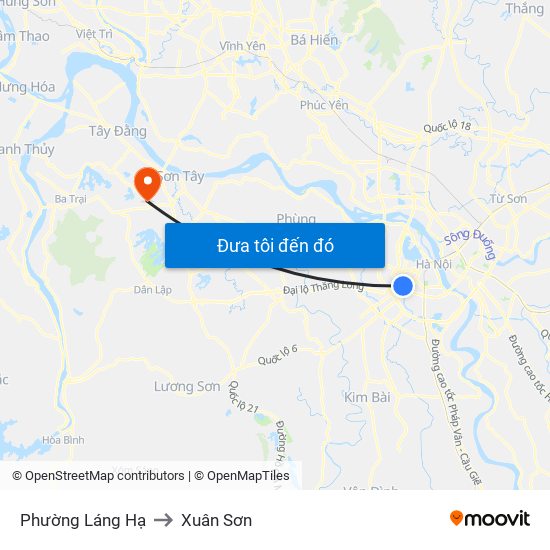 Phường Láng Hạ to Xuân Sơn map
