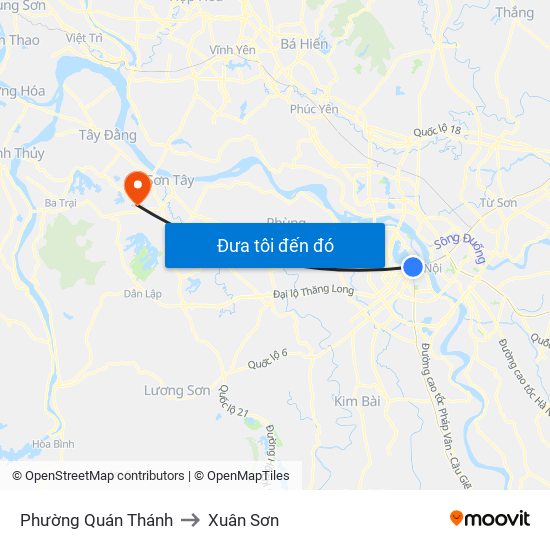Phường Quán Thánh to Xuân Sơn map