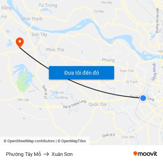 Phường Tây Mỗ to Xuân Sơn map