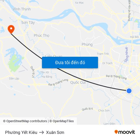 Phường Yết Kiêu to Xuân Sơn map