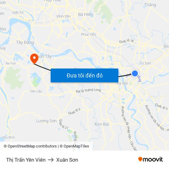 Thị Trấn Yên Viên to Xuân Sơn map
