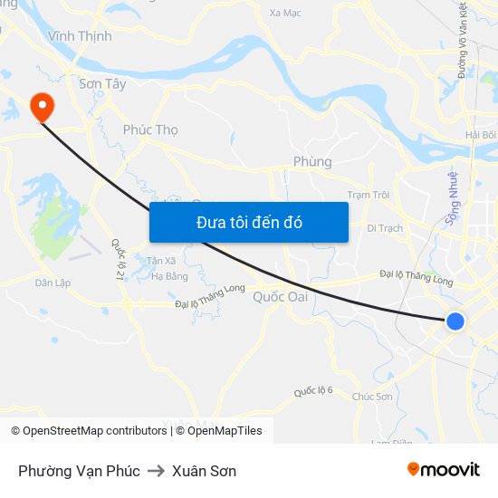 Phường Vạn Phúc to Xuân Sơn map