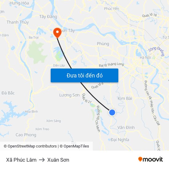 Xã Phúc Lâm to Xuân Sơn map