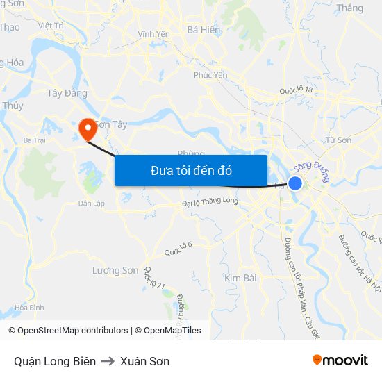 Quận Long Biên to Xuân Sơn map