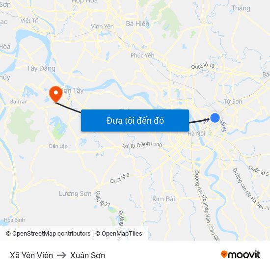 Xã Yên Viên to Xuân Sơn map