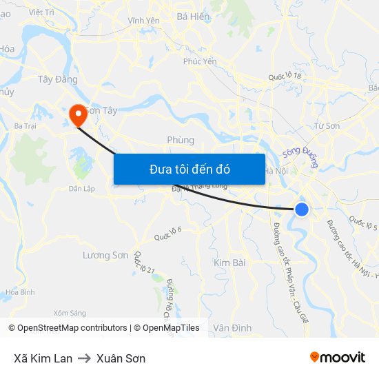 Xã Kim Lan to Xuân Sơn map