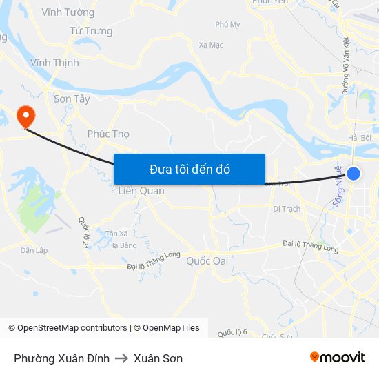 Phường Xuân Đỉnh to Xuân Sơn map