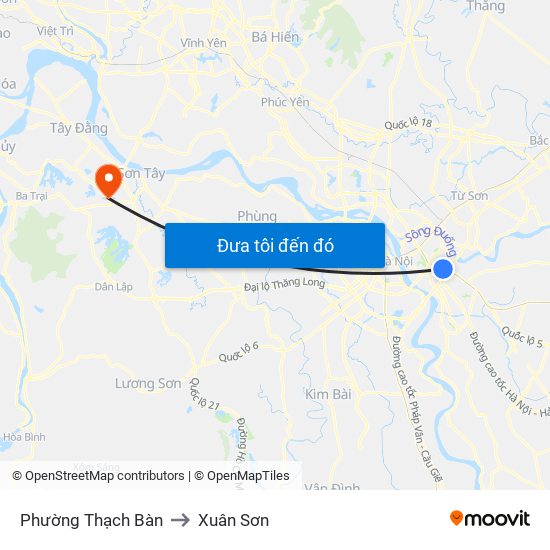 Phường Thạch Bàn to Xuân Sơn map