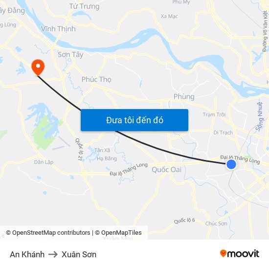 An Khánh to Xuân Sơn map