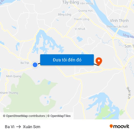 Ba Vì to Xuân Sơn map