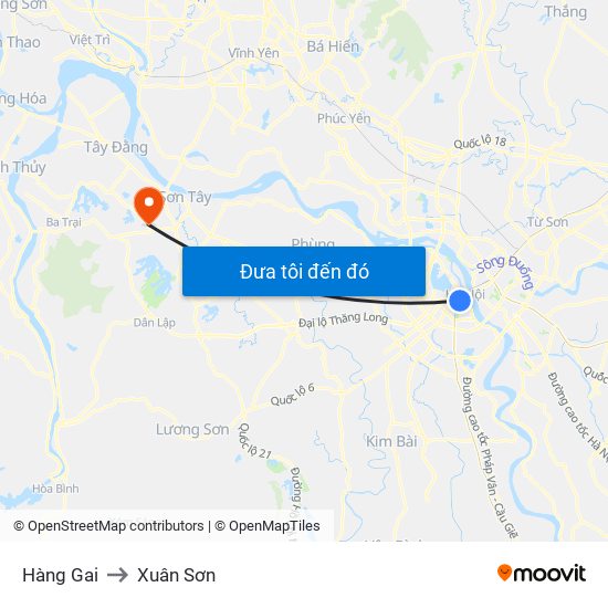 Hàng Gai to Xuân Sơn map