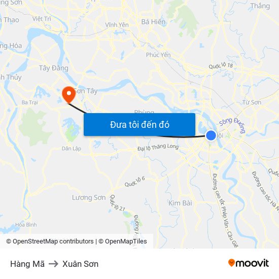 Hàng Mã to Xuân Sơn map