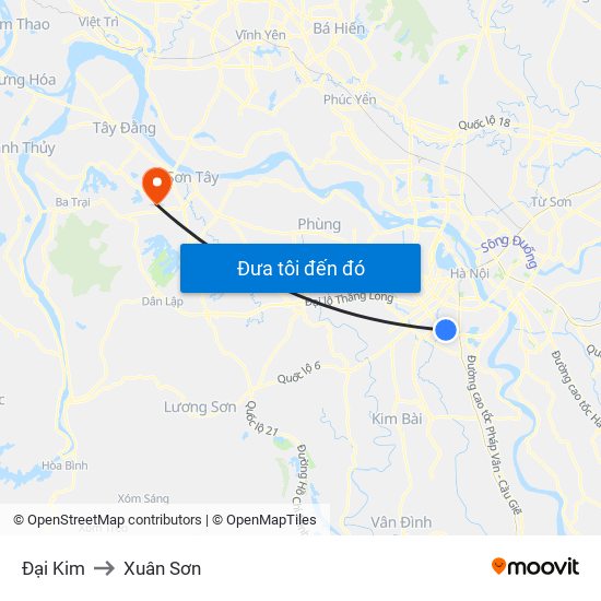 Đại Kim to Xuân Sơn map