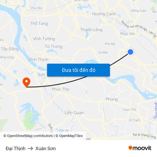 Đại Thịnh to Xuân Sơn map