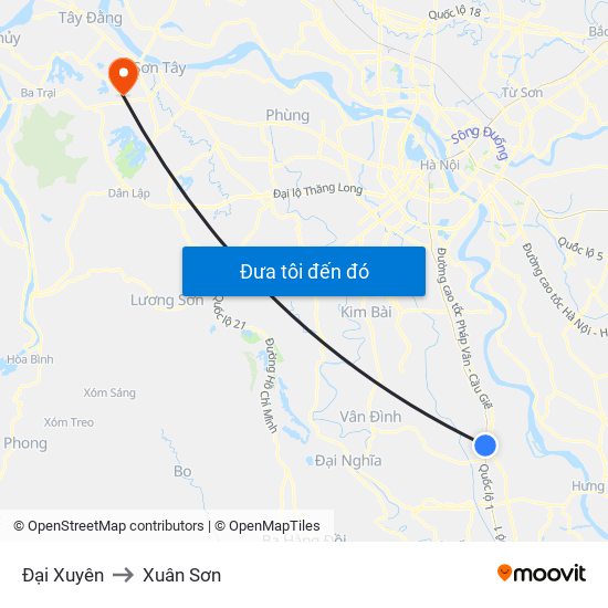 Đại Xuyên to Xuân Sơn map