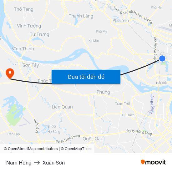 Nam Hồng to Xuân Sơn map