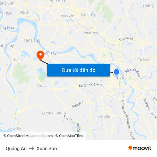 Quảng An to Xuân Sơn map