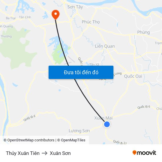 Thủy Xuân Tiên to Xuân Sơn map