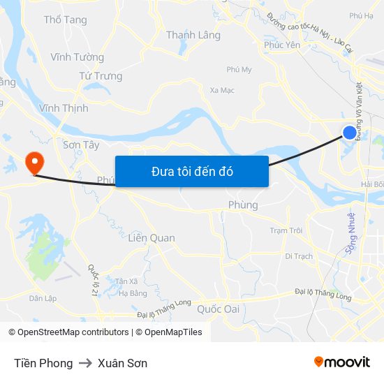 Tiền Phong to Xuân Sơn map