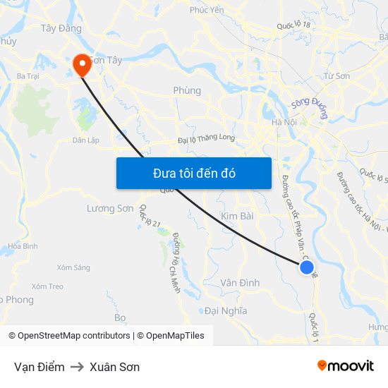 Vạn Điểm to Xuân Sơn map