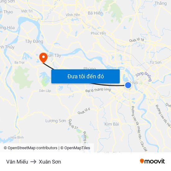 Văn Miếu to Xuân Sơn map