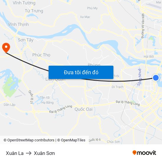 Xuân La to Xuân Sơn map