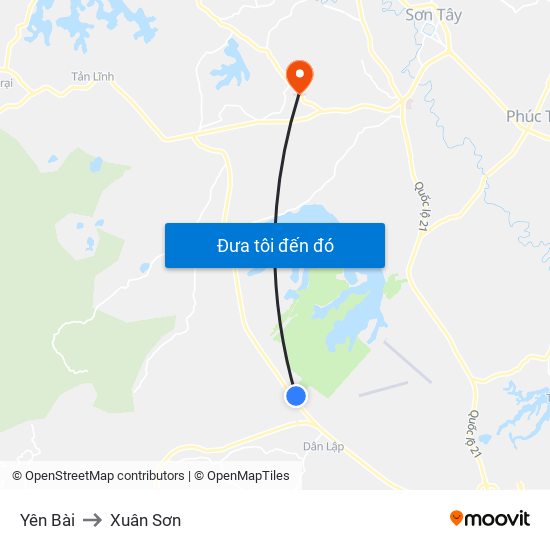 Yên Bài to Xuân Sơn map