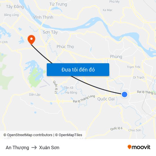 An Thượng to Xuân Sơn map
