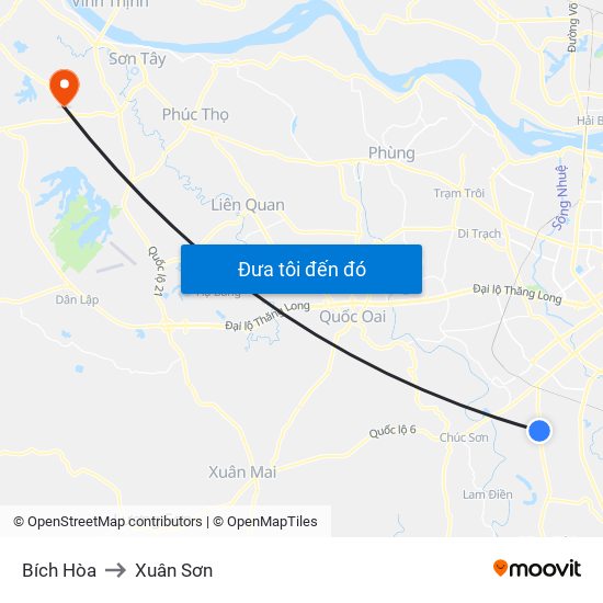 Bích Hòa to Xuân Sơn map