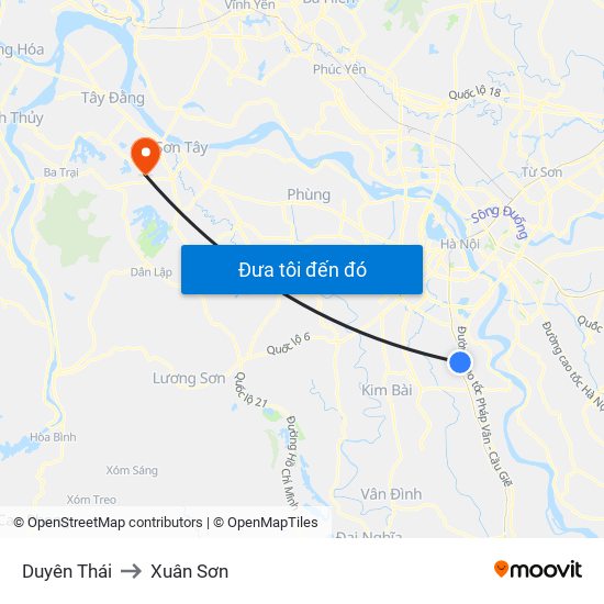 Duyên Thái to Xuân Sơn map