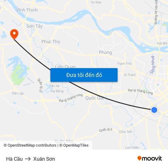 Hà Cầu to Xuân Sơn map