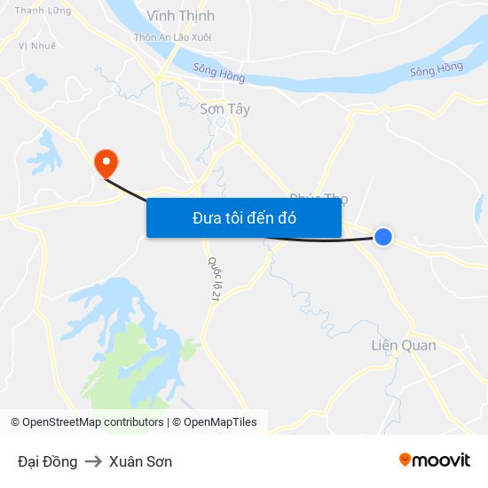 Đại Đồng to Xuân Sơn map